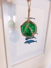 5cm (2") Green Glass Buoy Fishermans Ball Floats With Rope Detail Fishing