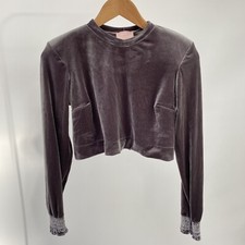 Francesca Couture Women's Cropped Velvet Top - Size Small - Brown