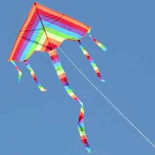Large Rainbow Kite for Kids Adults Outdoor Fun Easy to Fly with 30M Line String