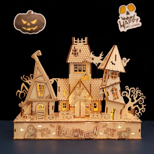 Diy wooden halloween house - 3d,