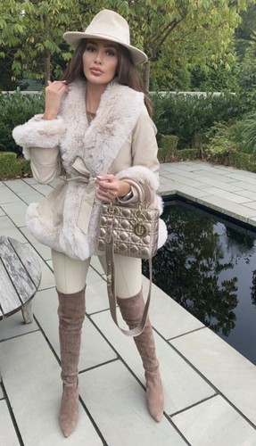 Beige faux leather - beige, fur