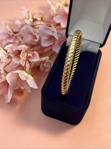 9ct gold rope hinged - hinged, bangle