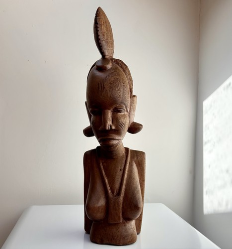 African wooden tribal bust - wooden,