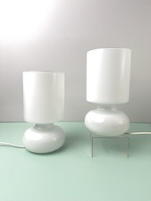 Ikea Lykta White Glass Mushroom Table Lamps Retro 1990s Pair of Lamps Space Age
