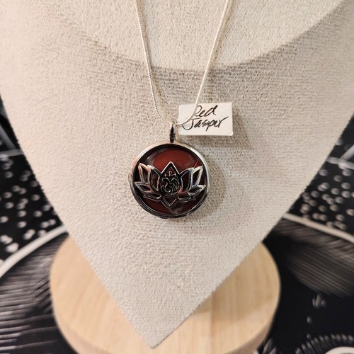 New red jasper lotus pendant - red,