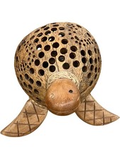 Wooden Turtle Ornament Handcrafted Animal Décor Unique Design 6.5 Inches