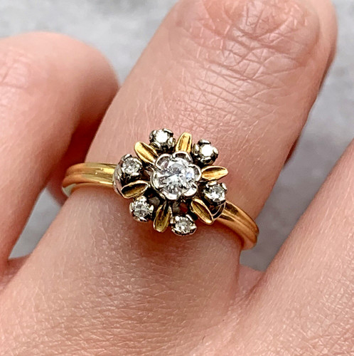 Diamond ring vintage 18ct - diamond, gold