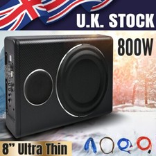12V 8" Car Subwoofer 800W Active Underseat Bass Box Audio Sub Speaker Amplifier