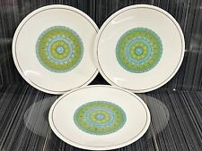 VINTAGE 3 X NEW MEXICO MID-CENTURY MODERN DINNER PLATES GREEN & BLUE MANDALA