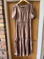 BNWT NEW WYSE Esme Midi Dress Hammered Bronze Size 3 UK 12