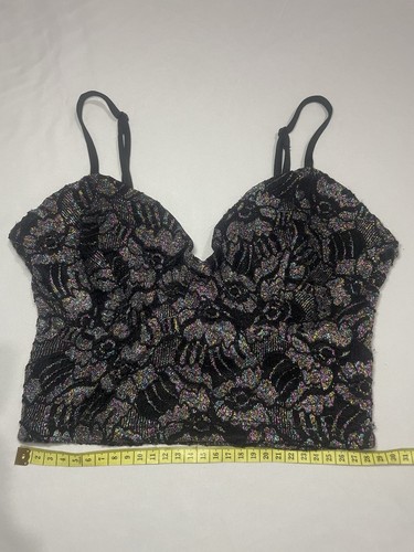 Black sequinned bralette new - black,