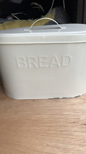 Bread bin cream metal kitchen - bread,