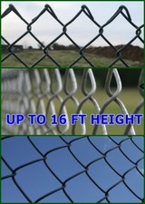 Chain link fence , galvanised , green , black  plastic coated , made in rugby
