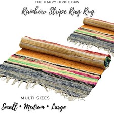 Rainbow Rag Rug Boho Cotton