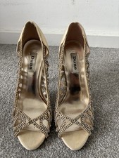 DUNE women’s High Heels Ivory Satin Diamante Wedding Shoes Size 5 EUR 38