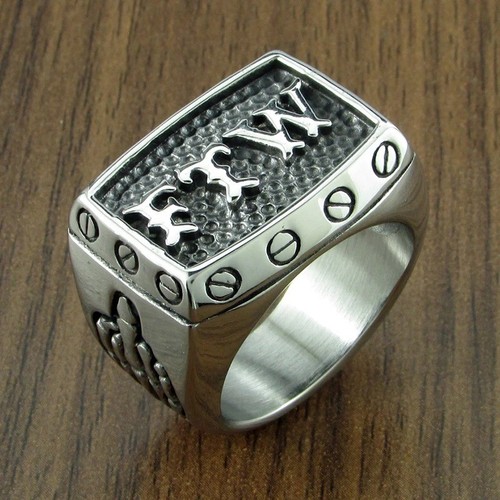 Men heavy silver biker ring - biker,