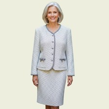 Caroline Charles London Vintage Bow Detail Skirt & Jacket UK 16/18 US 12/14 EU 4