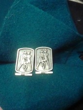 Cufflinks Wrestlers Sikh Turbans Foreign Hallmark Silver Tested Indian? Vintage