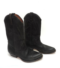 LOBLAN Western Matte Black Leather Boots- Size: 7 UK (40 EU) - Thames Hospice