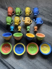 90s Funny Face Mugs Set of 8 Egg Cups Set of 4 & Bowls Set of 8 Vintage Ceramic