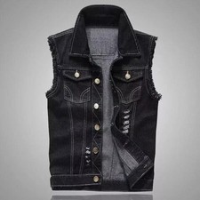 UK Mens Ripped Denim Vest