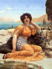 John William Godward With Violets Wreathed Robe Saffron Hue Art Print 1665Omb