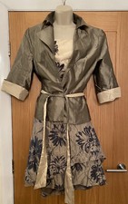 Linea Raffaelli Brown Cream Ruched Skirt Top & Bolero Size UK 12-14 38in BNWOT