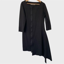 Cora kemperman black asymmetric lagenlook zip dress 40 Artsy