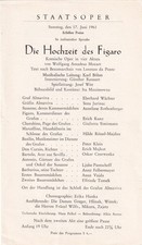 Opera Programme 1961 Vienna Figaro Karl Böhm Giulietta Simionato Jurinac Kunz