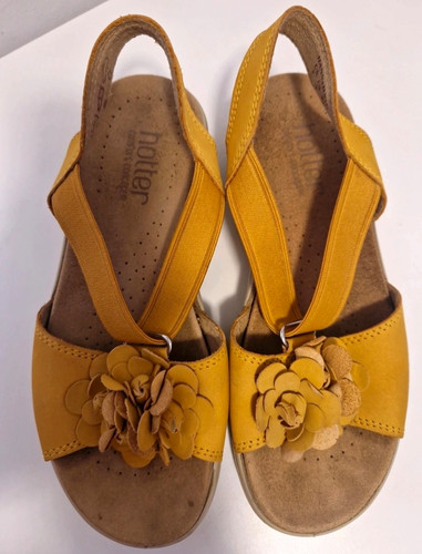 Hotter yellow leather strappy - yellow,