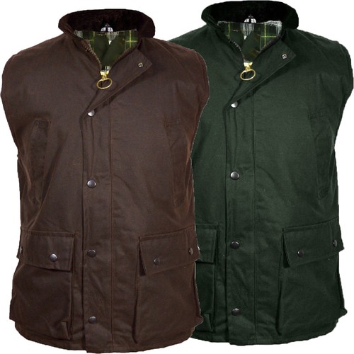 Mens wax cotton gilet - cotton,