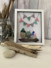 Family pebble art 3dbox frame