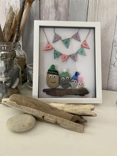 Family pebble art 3dbox - , frame