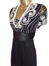 WALLIS Vintage❤️ 1920's Art Deco Beaded Flapper Gatsby Downton Dress Size 10 P