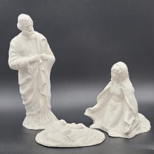 Vtg Boehm"The First Noel"Baby Jesus/Mary/Joseph White Bisque Nativity Figurines