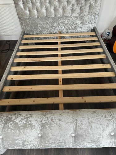 Sleigh double bed - bed, scroll
