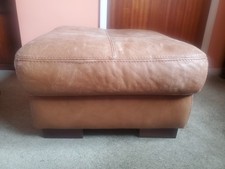 Used Large  Tan Leather Footstool
