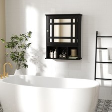 Wall-mounted Medicine Cabinet w/ Adjustable Shelf-Black