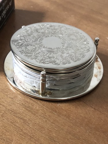 Silver plated etched - plated, coaster
