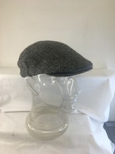 Vintage Marks & Spencer Harris Tweed Grey Herringbone Flat Cap Size Medium (H12)