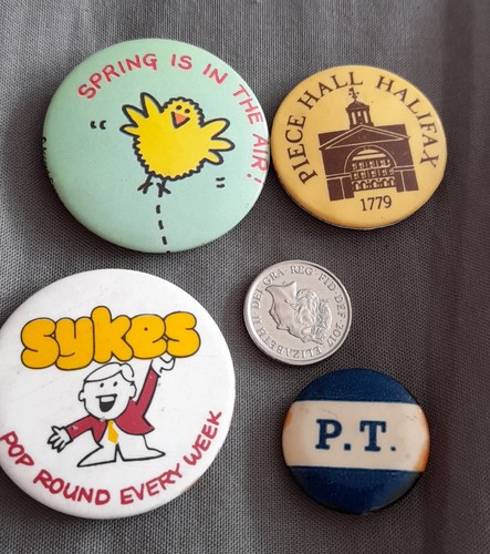 Four vintage button badges - four,