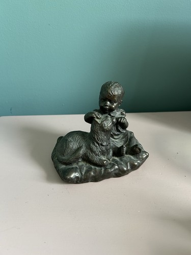 Bronze sculpture baby holding - bronze, -baby