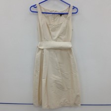 Coast Silk Occasion Dress UK 6 Cream Ivory Scoop Neck Bow RMF31-SM