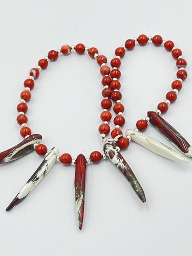 Red jasper tooth - jasper, fossil