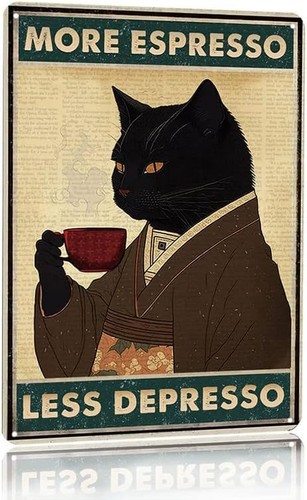 Vintage black cat - coffee, tin