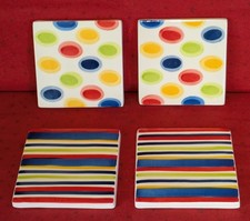 4 Whittard of Chelsea Hand Painted Ceramic Coasters