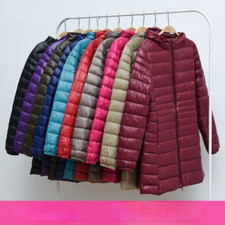 Women's Down Coat 90% Duck Down Coat Ultralight Long Hooded Jacket Puffer Coat