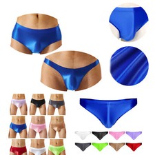 Mens Knicker Glossy Trunk Cheeky Underwear Silk Satin Thongs Shiny Briefs Swim