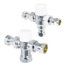Tower TMV Valve 15mm 22mm Brass Compression Thermostatic Mixing Blending Fitting