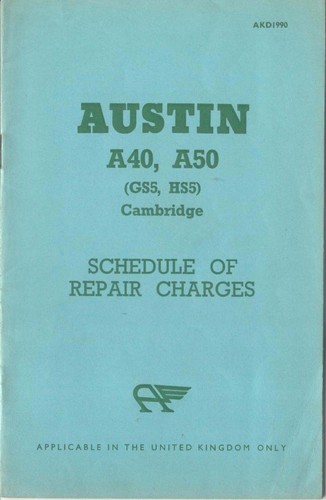 Austin a40 schedule of - schedule,